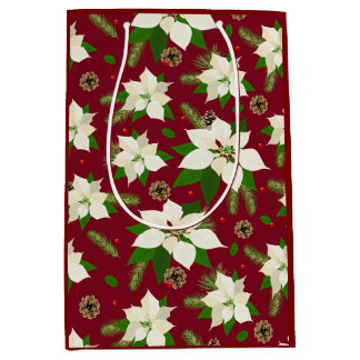 Sacola Para Presentes Média Poinsettia