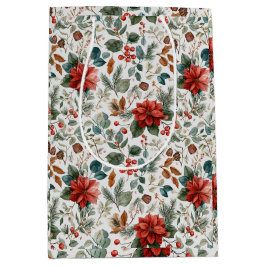 Sacola Para Presentes Média Poinsettia Christmas Gift Bag