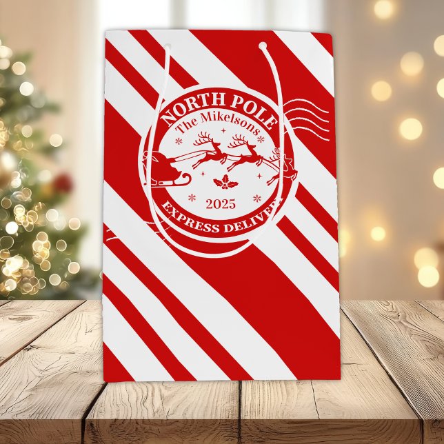 Sacola Para Presentes Média Polar Express Christmas Ticket (Criador carregado)