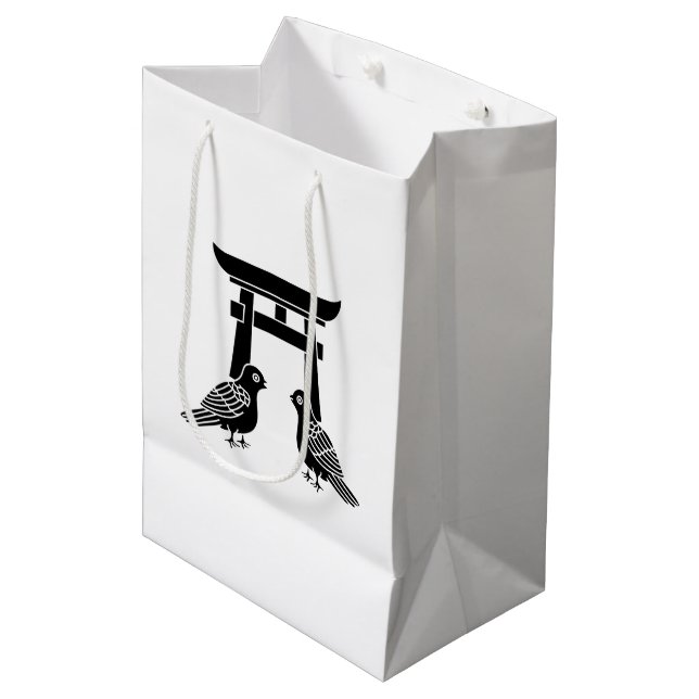 Sacola Para Presentes Média Pombas viradas para Torii (Frente inclinada)