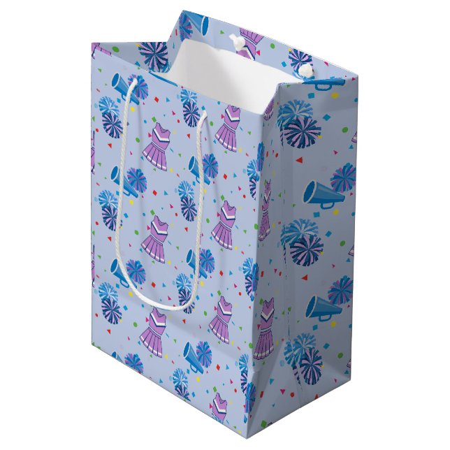 Sacola Para Presentes Média Pompoms de Animação e Confetes (Frente inclinada)