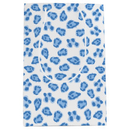 Sacola Para Presentes Média Ponto de Leopardo em Porcelana Azul