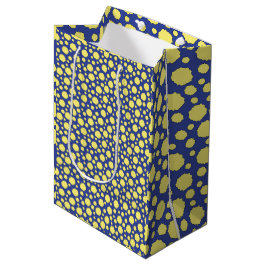 Sacola Para Presentes Média Pontos amarelos em azul