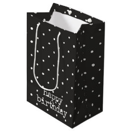 Sacola Para Presentes Média Pontos brancos no aniversário negro