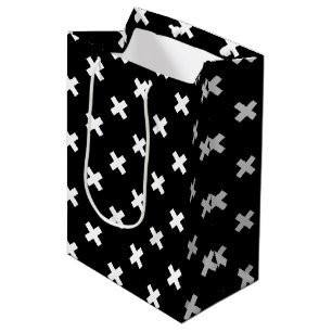 Sacola Para Presentes Média Pontos de cruz brancos em preto