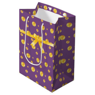 Sacola Para Presentes Média Pontos elegantes dourados