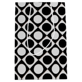 Sacola Para Presentes Média Pontos & quadrados / branco preto + suas ideias