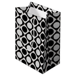 Sacola Para Presentes Média Pontos & quadrados / branco preto + suas ideias
