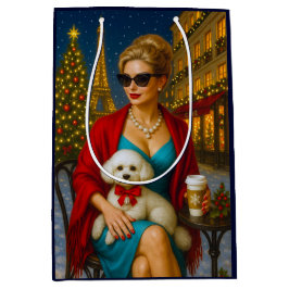 Sacola Para Presentes Média Poodle Holiday 