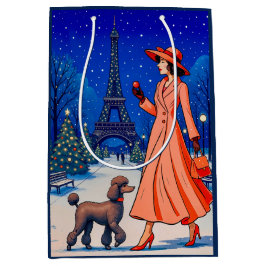 Sacola Para Presentes Média Poodle Holiday 