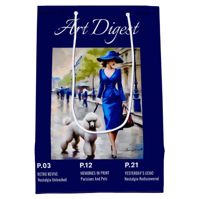 Sacola Para Presentes Média Poodle Parisiense E Pets (Verso)