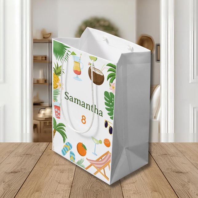 Sacola Para Presentes Média Pool Party Gift Bag - Summer Tropical Theme (Criador carregado)