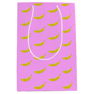 Sacola Para Presentes Média Pop Art Banana em amarelo