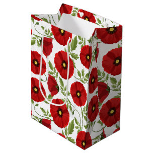 Sacola Para Presentes Média Poppy alegre Flores de Verão