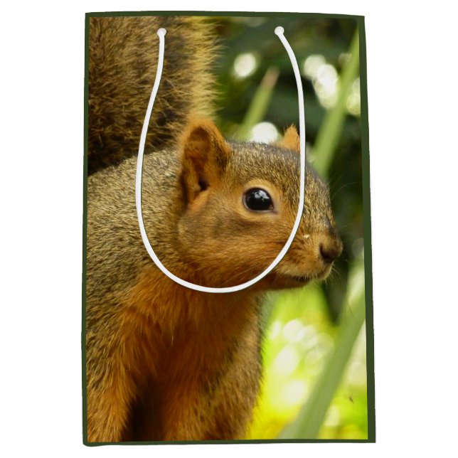 Sacola Para Presentes Média Portrait of a Squirrel Nature Animal Photography (Frente)