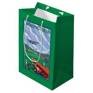 Sacola Para Presentes Média Poster das viagens vintage do campo de Boeing