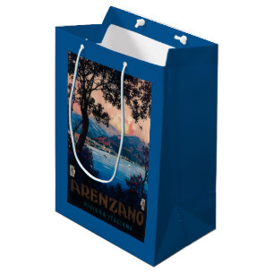 Sacola Para Presentes Média Poster de viagens de Riviera do italiano