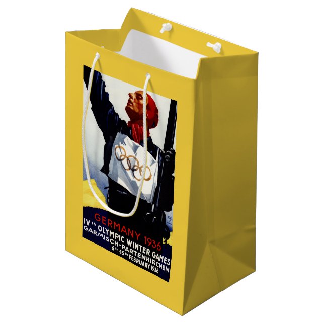 Sacola Para Presentes Média Poster olímpico da propaganda de 1936 jogos do (Frente inclinada)
