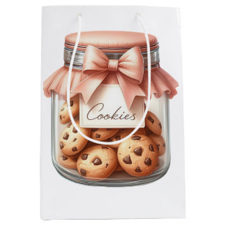 Sacola Para Presentes Média Pote de Biscoitos Aquarela – Estética de Inverno A