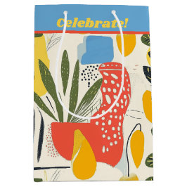 Sacola Para Presentes Média Pote do Jardim de Cores Vibrantes do Estilo do Fua