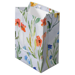 Sacola Para Presentes Média Prado Colorido de Flores Silvestres na Primavera