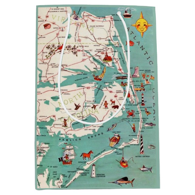 Sacola Para Presentes Média Praias dos bancos externos (Frente)