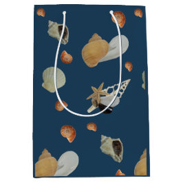 Sacola Para Presentes Média Prateleiras de Starfish aqua azul praia oceano mar