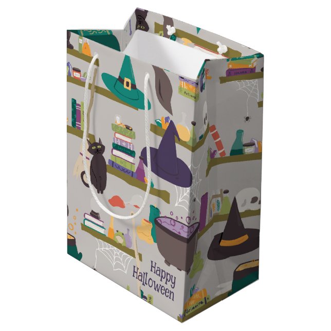 Sacola Para Presentes Média Prateleiras do Spellcaster - Personalizadas (Verso inclinado)