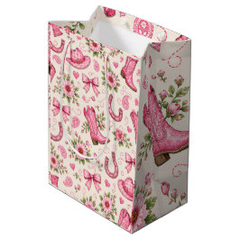 Sacola Para Presentes Média Pratos de Papel para Chá de Bebê Cowgirl Rosa | Bo