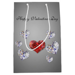 Sacola Para Presentes Média Precioso Elegante Diamond Hearts