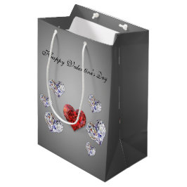Sacola Para Presentes Média Precioso Elegante Diamond Hearts