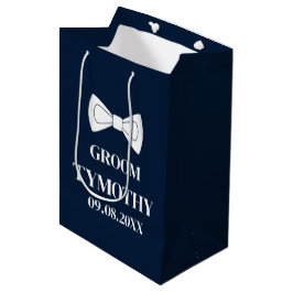Sacola Para Presentes Média Presente Casamento Azul Marinho Elegante Moderno N