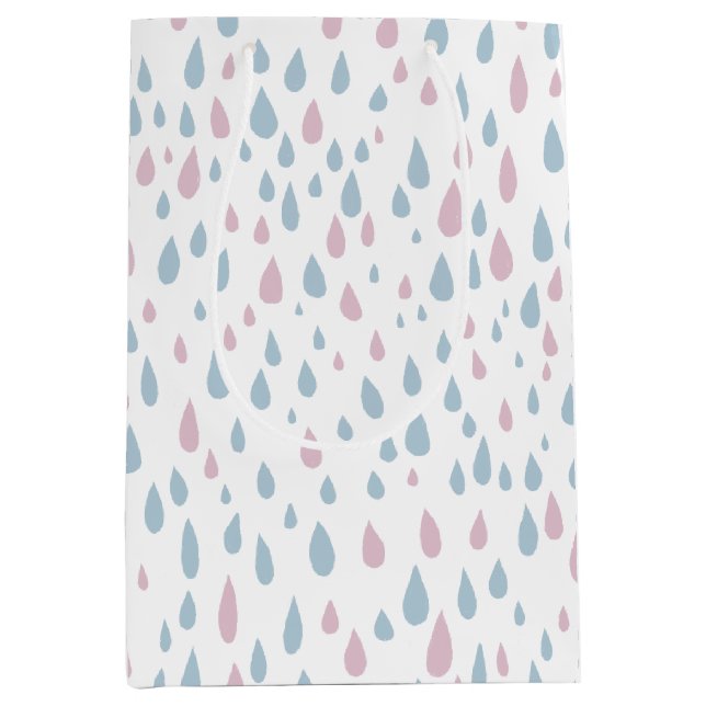 Sacola Para Presentes Média Presente de Chá de fraldas Raindrops (Frente)