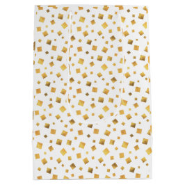 Sacola Para Presentes Média Presente de Confete Dourado Elegante e Festivo