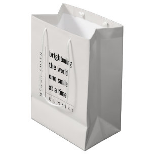 Sacola Para Presentes Média Presente de Dentista Simples e Mínimo Moderno