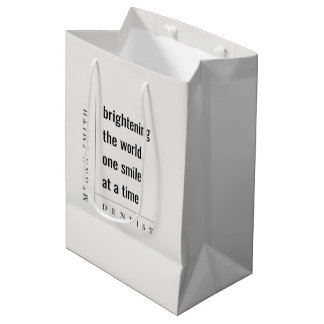 Sacola Para Presentes Média Presente de Dentista Simples e Mínimo Moderno