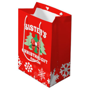 Sacola Para Presentes Média Presente de Natal da Irmã Personalizada