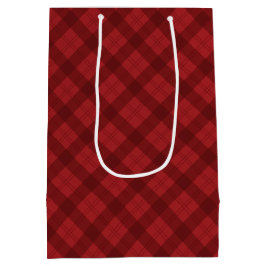 Sacola Para Presentes Média Presente de Natal Xadrez Vermelho