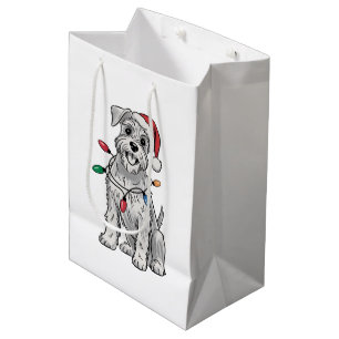 Sacola Para Presentes Média Presente do Dia de Natal do Schnauzer Miniatura Am