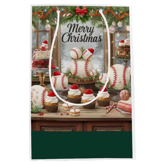 Sacola Para Presentes Média Presente Médio de Padaria temática de Natal de Bei (Frente)