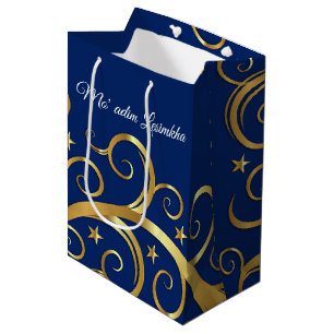 Sacola Para Presentes Média Presente Natal Bag Majestésica Swirls Mo' adim Les
