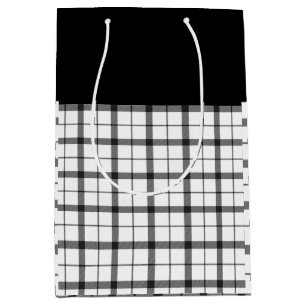 Sacola Para Presentes Média Preto, Branco, Xadrez, Clássico, Chique, Moderno,