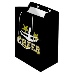 Sacola Para Presentes Média Preto do cheerleader e saco do presente do ouro