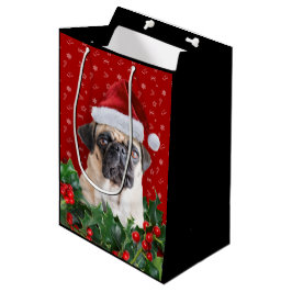 Sacola Para Presentes Média Preto do saco do papel de embrulho do Pug