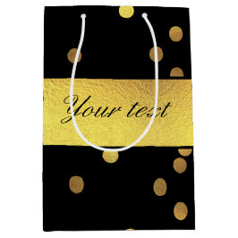Sacola Para Presentes Média Preto Dourado elegante dos confetes