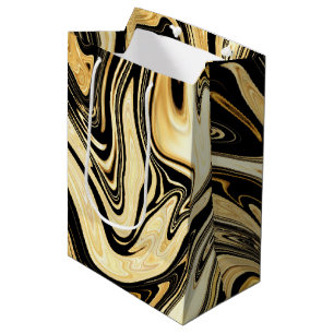 Sacola Para Presentes Média Preto e Dourado