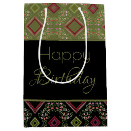 Sacola Para Presentes Média Preto E Verde Azul