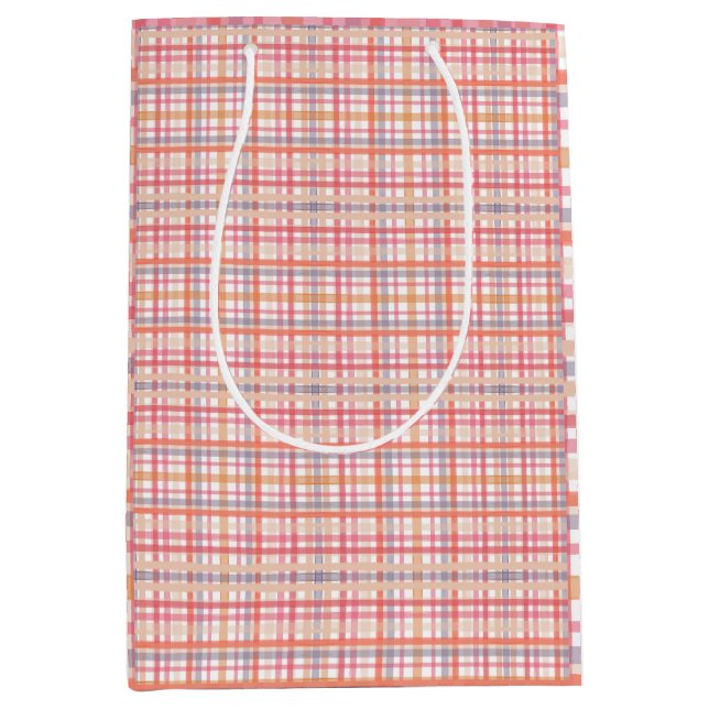 Sacola Para Presentes Média Pretty Pastel Plaid (Frente)