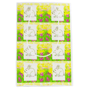 Sacola Para Presentes Média Primavera Bunnies