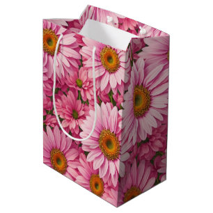 Sacola Para Presentes Média Primavera cor-de-rosa margarida cor-de-rosa retróg